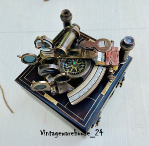 Antique Brass Nautical Sextant Compass Vintage German Marine Navigation Gift