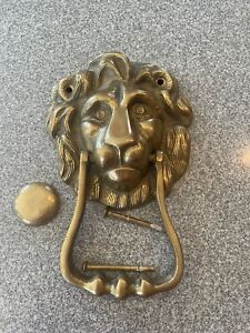 Vintage Brass Lion Door Knocker Antique