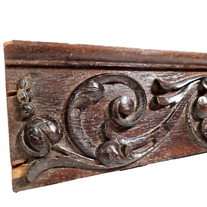 Scroll Leaves Flower Carving Pediment 15 43 Antique French Architectural Salvage