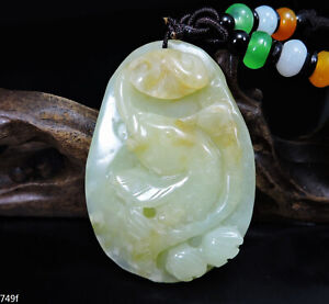 Certified Natural Hand Carved Hetian Jade Pendant Necklace Fish Ruyi G749f