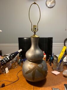 Antique Chinese Pewter Vase Converted Table Lamp With Honghong Mark