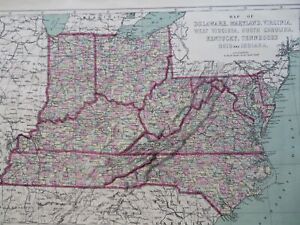 Ohio Indiana Kentucky Tennessee Virginia Maryland Delaware 1873 Williams Map