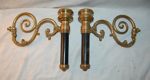 Vintage Heavy Pair Brass Torchier Interior Wall Sconces