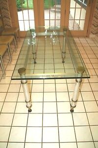 1960 S Maison Jansen Steel And Brass Dining Table