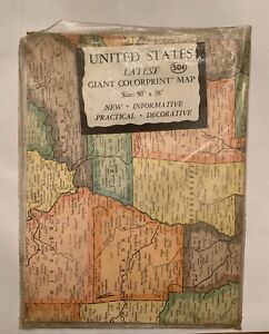 Large Vintage 50 X 38 American Map Co 9549
