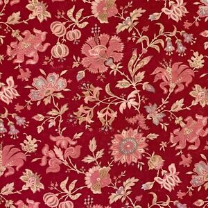 French Floral Bedcover Red Pink Flowers Floral Design Pattern Antique Country C