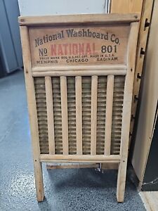 National Washboard Co The Brass King 801 Wood Brass Vintage Wash Board Euc