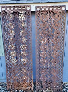 Antique Large Cast Iron Art Deco Nouveau Architectural Salvage Panels Gate