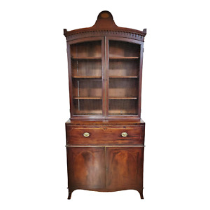 Antique English 19th C Mahogany Georgian Bureau Bookcase Butler S Secretary Desk