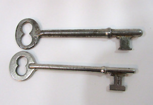 2 Primitive Old Mortise Door Lock Antique 3 Steel Skeleton Keys Germany Usa