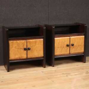 Pair Night Stands Art Deco Vintage Bedside Tables Furniture Modern 20th Century