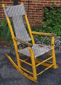 Vintage Antique Bent Log Rocking Chair Ash With Bark 