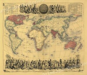 1850 British Empire Throughout The World Map Poster 24x28