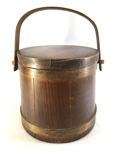 Vintage Wooden Sugar Bucket W Lid