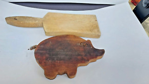 Lot Old Antique Primitive Wooden Bread Cutting Board Plates Natural Patina