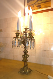 Beautiful Candlestick Vintage Mile Shock Bronze Brass 169 1oz Crystal Candelabra