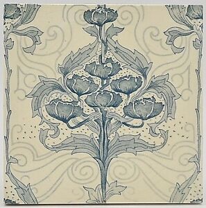 Antique Fireplace Tile Floral Design Minton China Works 1898 Ae3