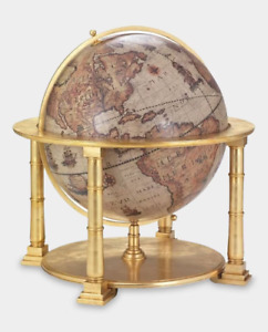 Large Handmade Italian Terrestrial Globe On Base Gold Color Big Globe Decor