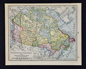 1900 Mcnally Map Dominion Of Canada Newfoundland Ontario Quebec Vancouver