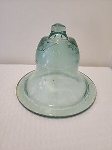 Antique French Garden Cloche Green Glass Garden Bell Jar Dome 7 75 W X 6 5 H