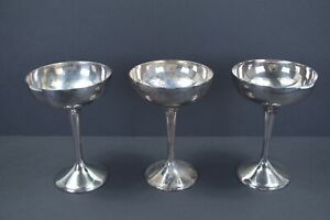 International Silver Co Stemmed Vintage Coupe Wine Goblet Set Of Three