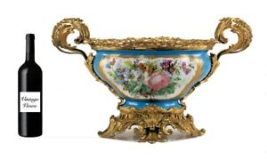 Sevres Louis Xv Style Porcelain And Ormolu Bronze Centerpiece Bowl