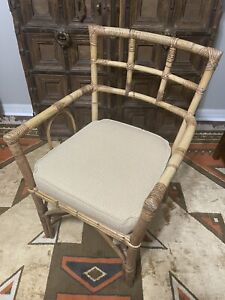 Heywood Wakefield Mid Century Bamboo Rattan Desk Hall Or Vanity Chair 