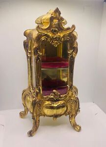 Rare Louis Xv Ormolu Gold Miniature Vitrine Armoire Jewelry Box Casket Display