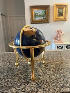53 5 Gemstone Blue Globe Very Large Earth Desktop Revolving Brass Base Compass
