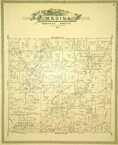 Old Antique 1897 Plat Map Medina Twp Medina Co Ohio Free S H