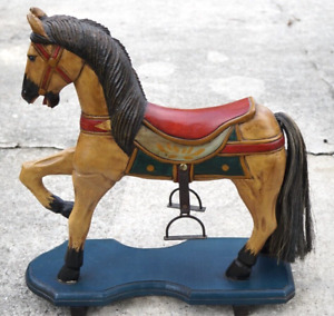 Vintage Hand Carved Painted Folk Art Wood Horse Sculpture 18 X 15 