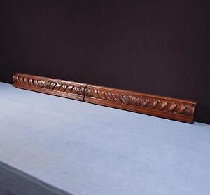 Pair Of Antique Gothic Carved Drawer Panels Trim In Solid Walnut Oak Wood