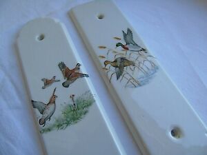 French 2 Vintage Porcelain Door Push Plates Marked Authentic Charm