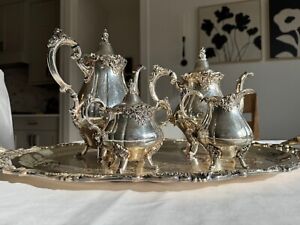 Wallace Silver Plate Baroque Coffee Tea Service Set