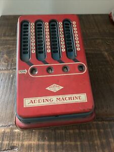 1940 S Vintage Metal Tin Wolverine Adding Machine Hand Pull Dial Calculator