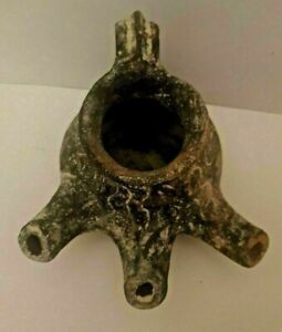 Ancient Bronze Age Roman 3 Barreled Oil Lamp Circa 14 C Bc