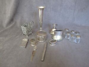 Antique Estate Dutch 833 Silver Vase Napkin Rings Match Holder Etc 160 Grams Jd