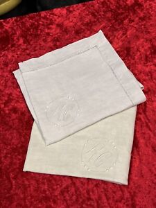 No 26 Superb Pair Of Pillowcase Pillow Pure Linen Monogram R G Linen Antique