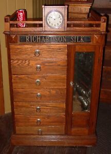 Large Antique Richardson Spool Thread Cabinet W Clock 16039