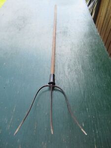 Antique 3 Prong Hay Pitch Fork 67 Handle Original Country Decor 