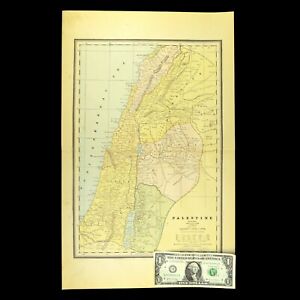 Ca 1887 Palestine Map Israel Jerusalem Vintage Holy Land Antique Original