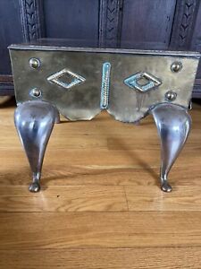 Antique Brass Fireplace Footman Stool Bench Table Rare