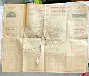 Vintage Map Of Hampstead With Various Associated Adverts Chamber Of Commerce