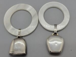Vintage Sterling Silver Plate Mop Baby Teething Rings Lot Of 2