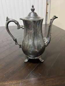 Ls Co Antique Silver Plated Footed Coffee Tea Pot