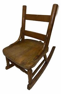 Unique Antique Solid Oak Wood Children S Rocking Chair Numbered 429