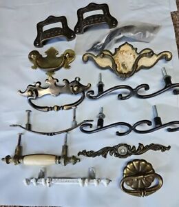 Vintage Door Handles And Drawer Pulls And More New Used Lot Of 12