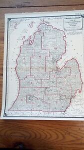 Set Of 19 Maps Of Michigan Districts 1905 Great Condition Upper Lower Peninsula