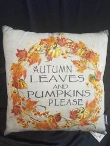 Ragon House Autumn Leaves Pumpkins Decorative Throw Pillow New 