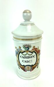 Antique French Porcelain Apothecary Jar Napoleonic Bee Woman W Caduceus